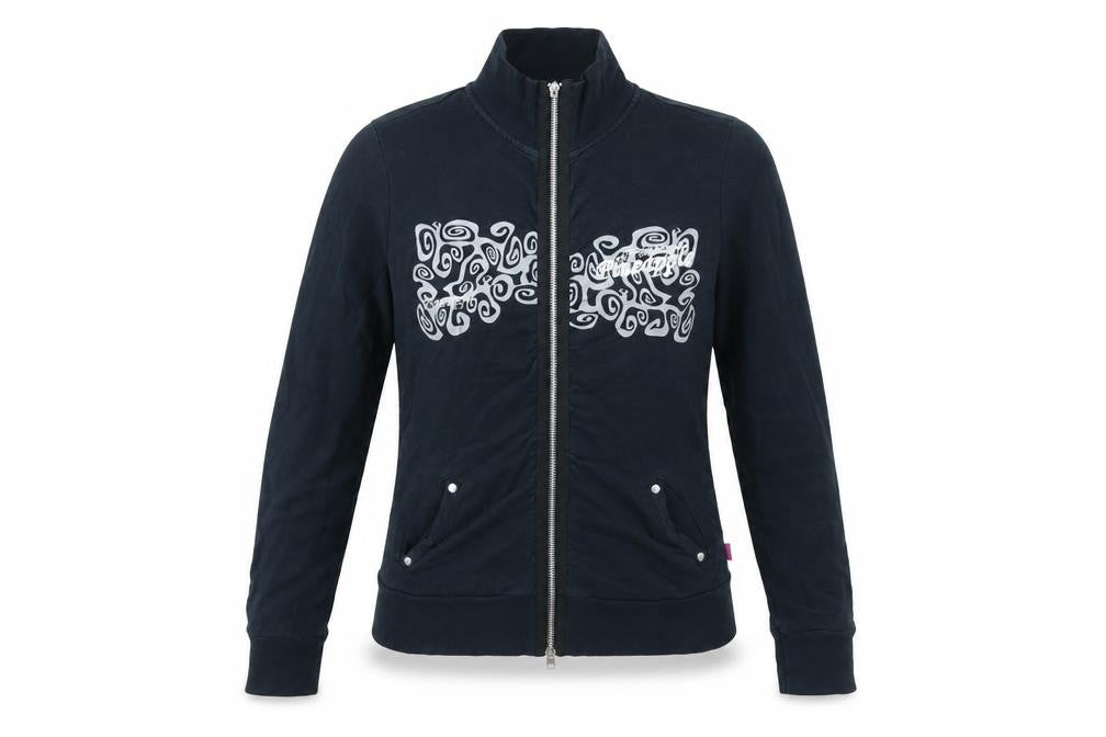 Front view of Pineapple girls’ black dance jacket, size 12