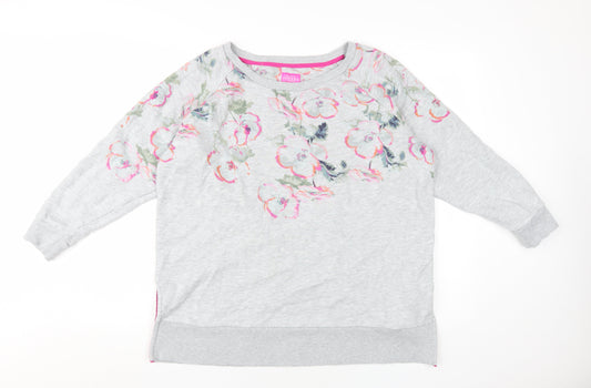 Joules Women's Grey Floral Pullover Sweatshirt 16