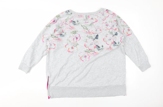Joules Women's Grey Floral Pullover Sweatshirt 16