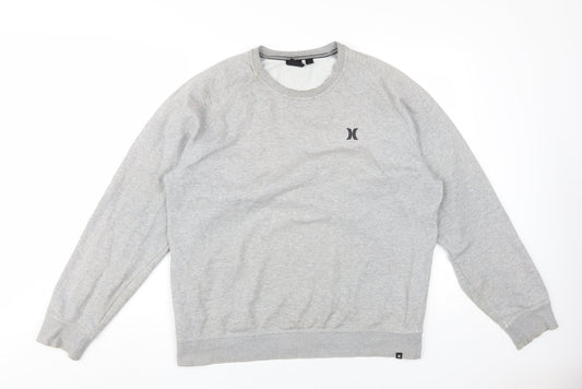 Hurley Men's Grey Crew Neck Logo Sweatshirt L