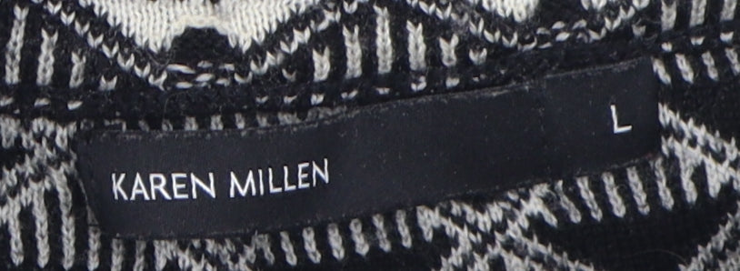 Karen Millen Women's Black Geometric Knit Pullover Jumper