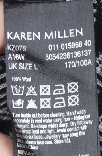 Karen Millen Women's Black Geometric Knit Pullover Jumper