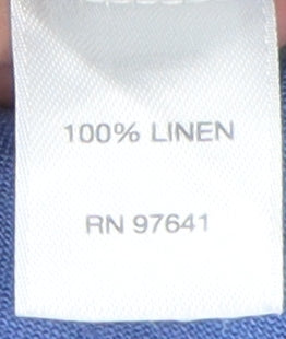 J.Jill Women's Linen Blouse in White/Blue, Size L, Casual Wear