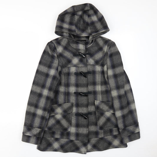 Dorothy Perkins Women's Grey Check Duffle Coat