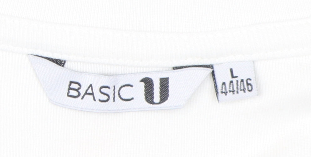 Basic U Women's White L Jersey Long Sleeve Top