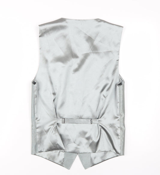 Alexander Dobell Men's Silver Suit Waistcoat 34R