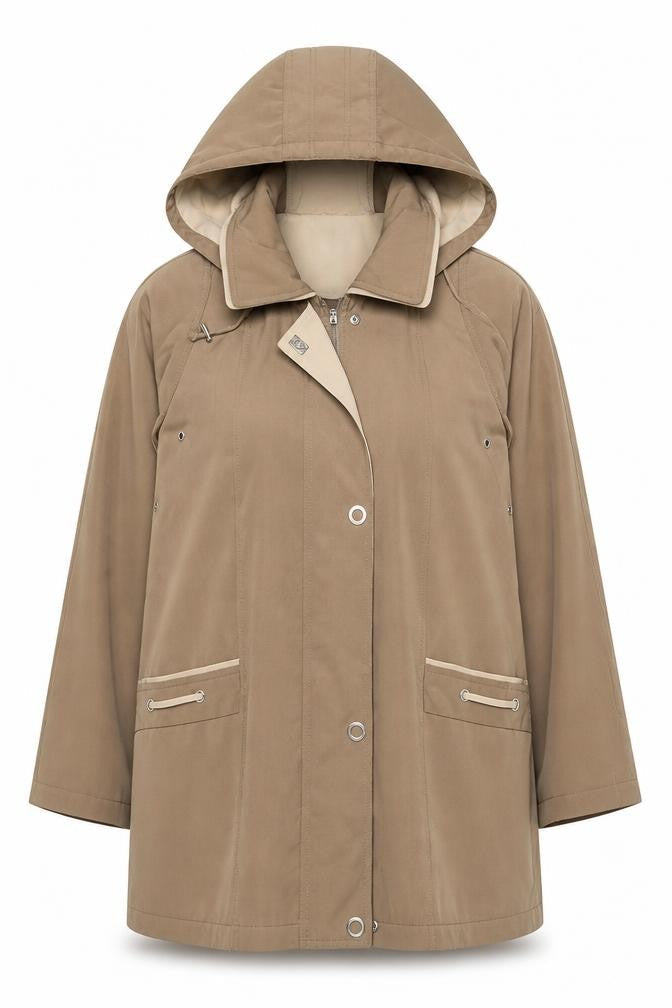 EWM Women's Brown Parka Coat Size 16 Long Hooded