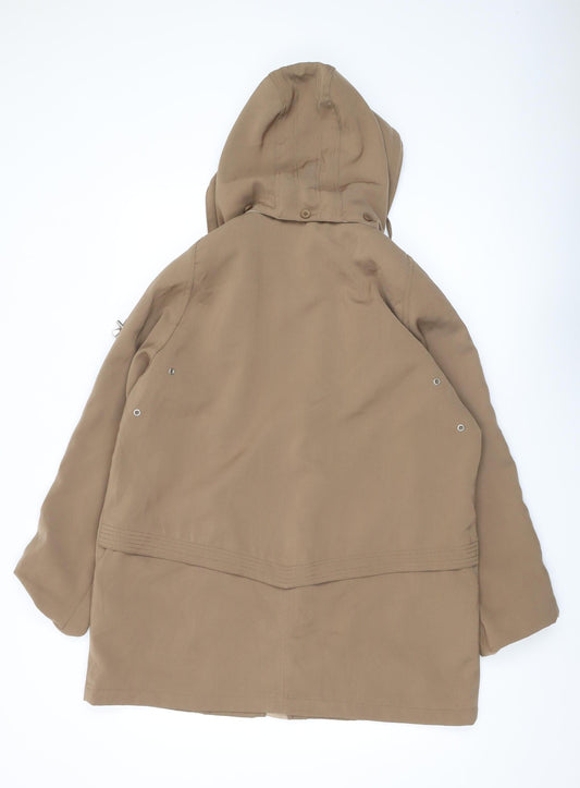 EWM Women's Brown Parka Coat Size 16 Long Hooded