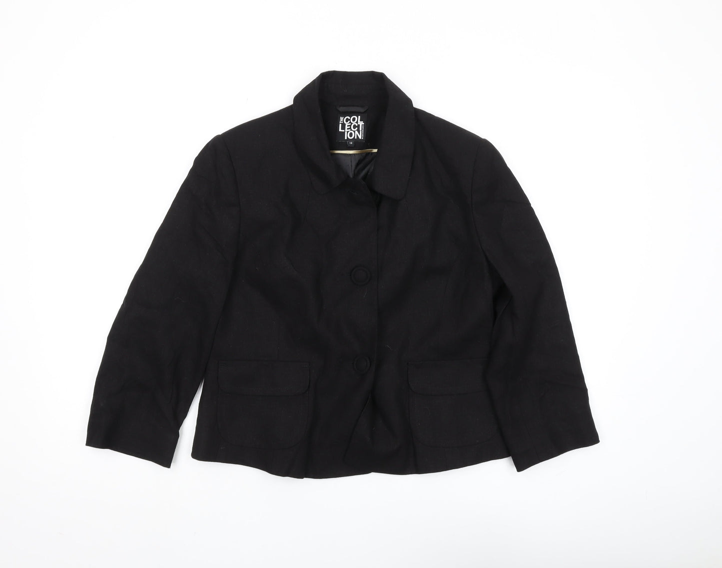Debenhams Women's Black Cotton Blend Blazer, Size 12