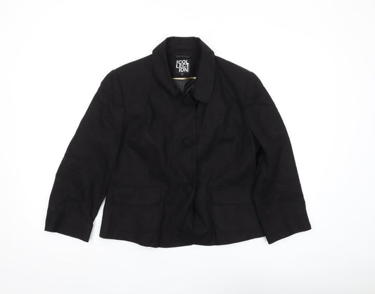 Debenhams Women's Black Cotton Blend Blazer, Size 12