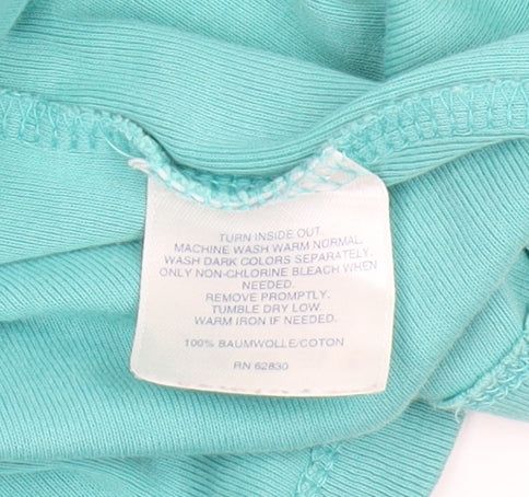 Lands' End Women's Green Cotton T-Shirt M