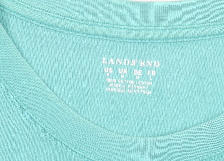 Lands' End Women's Green Cotton T-Shirt M
