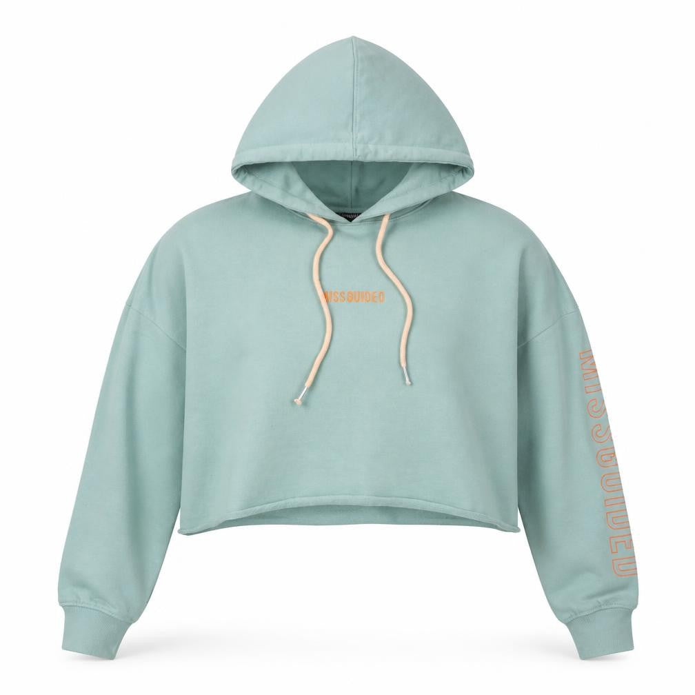 Front view of Missguided Women's Green Pullover Hoodie UK 6