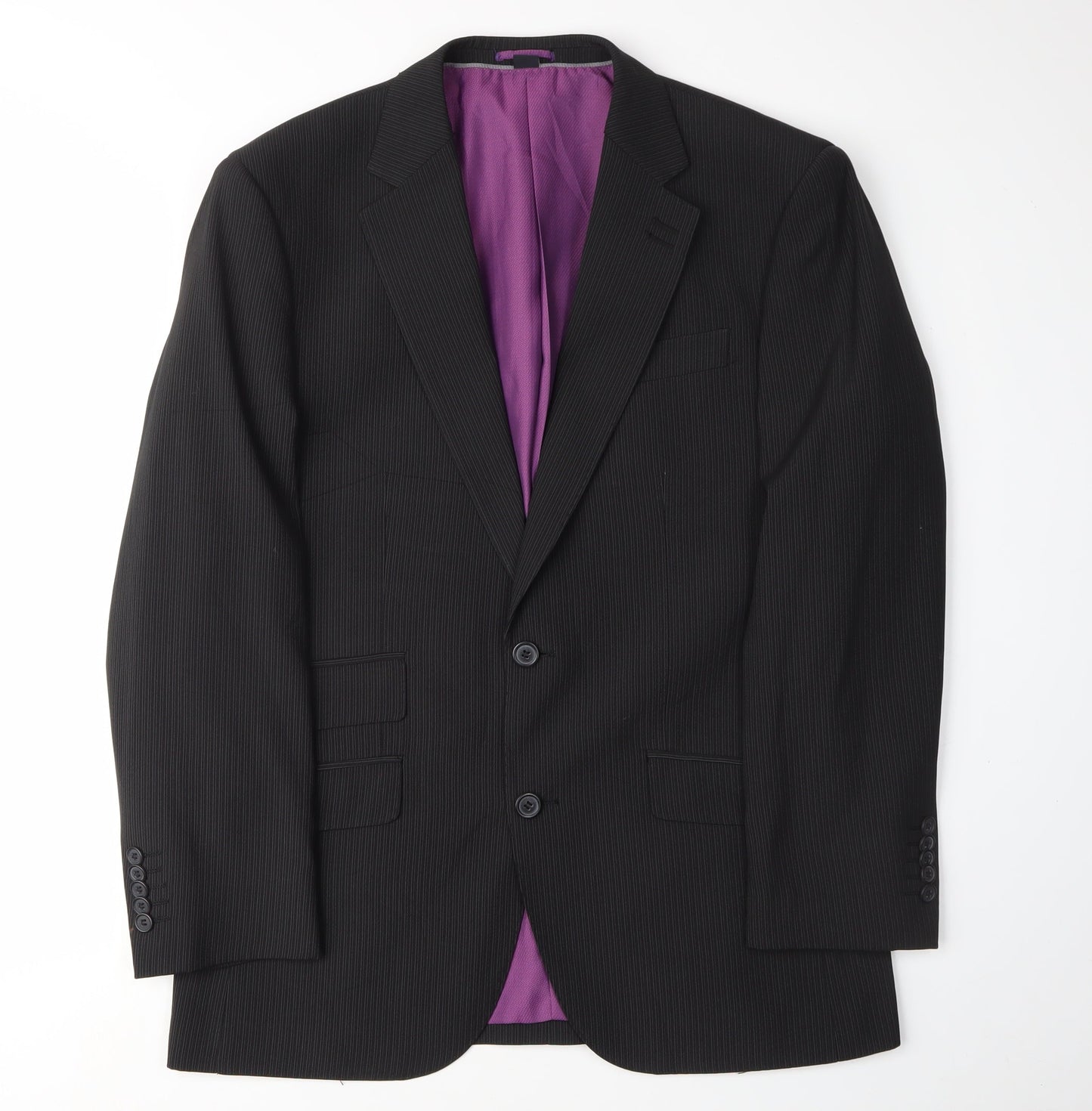Jacamo Black Striped Suit Jacket, Men’s Size 38, Formal