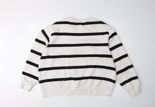 Marks and Spencer Women Ivory Striped Pullover Sweatshirt Size 14
