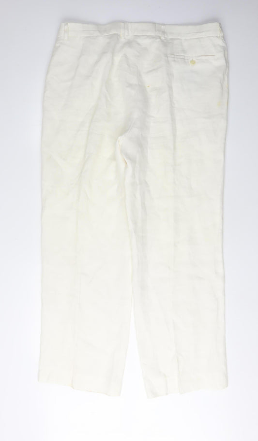 Ivory Women's Linen Trousers in Classic Fit