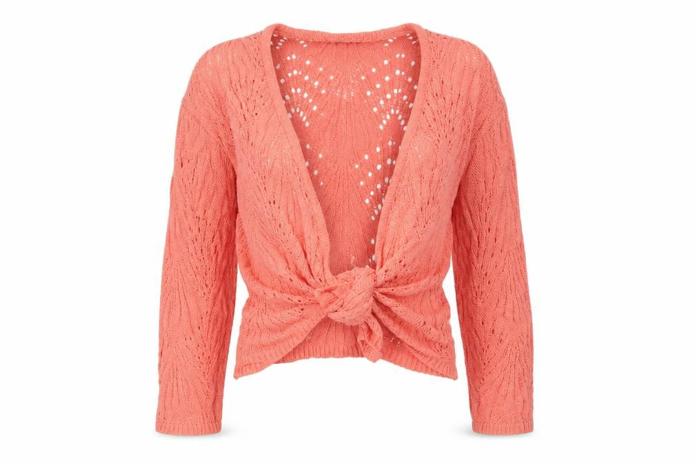 David Emanuel Women's Pink Open-Knit Cardigan XS