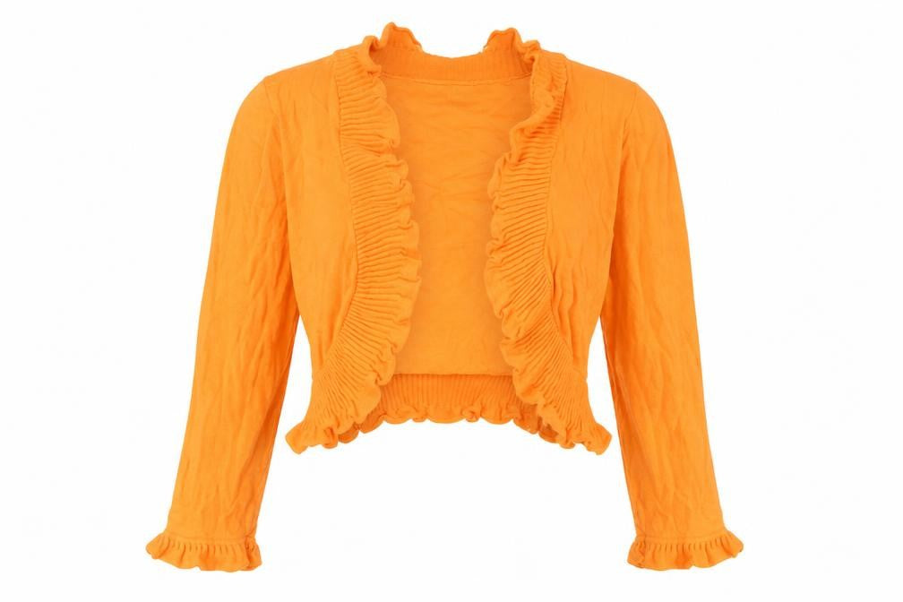 Maccine Women's Orange Ruffle Cardigan Knit M