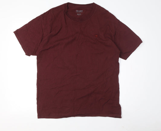 Champion Men's Red Crew Neck T-Shirt, Size M, Solid