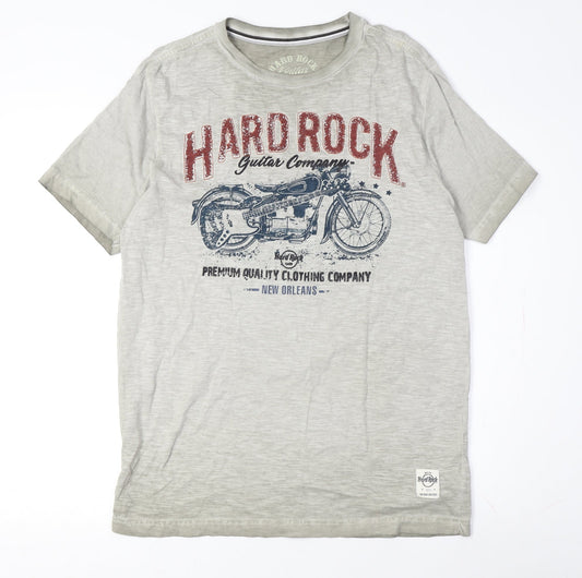 Hard Rock Men's Grey Graphic Print Motorcycle T-Shirt M