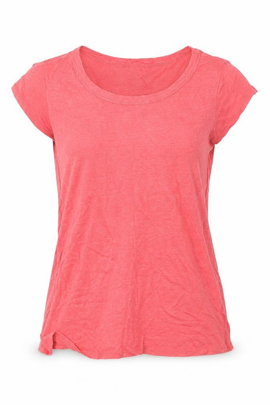 Womens UK Size M Benetton Pink Linen T-Shirt