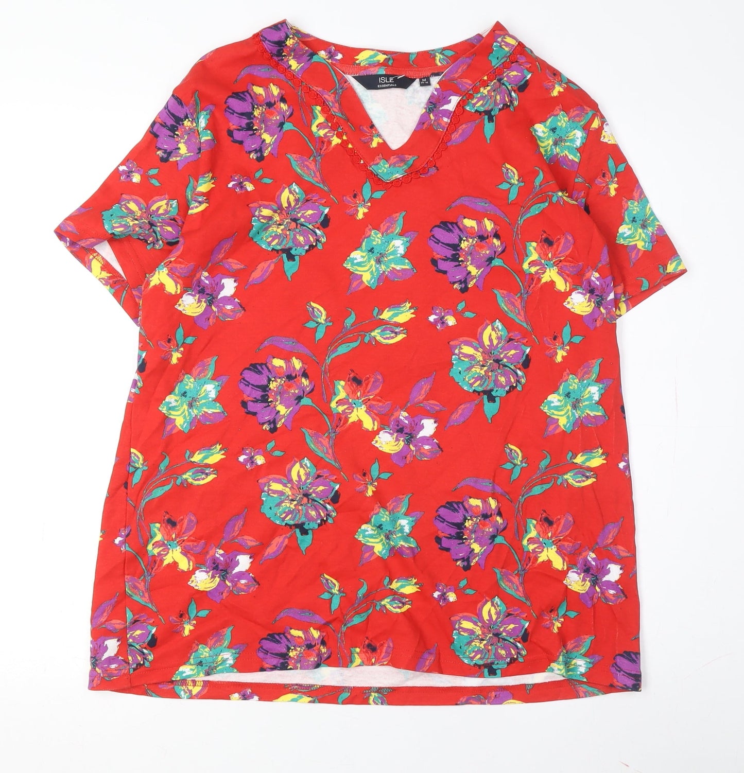 Isle Essentials Women's Red Floral T-Shirt M