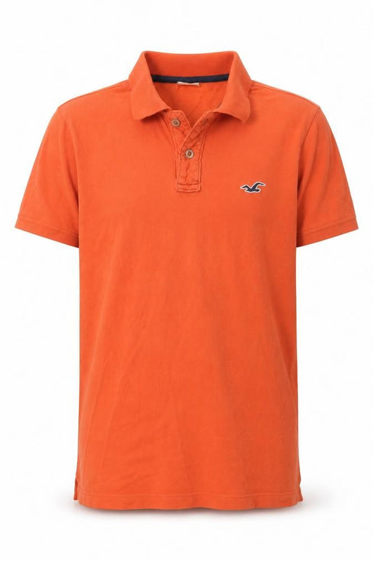 Hollister Men's Orange Polo Shirt, Size S, Cotton, Casual
