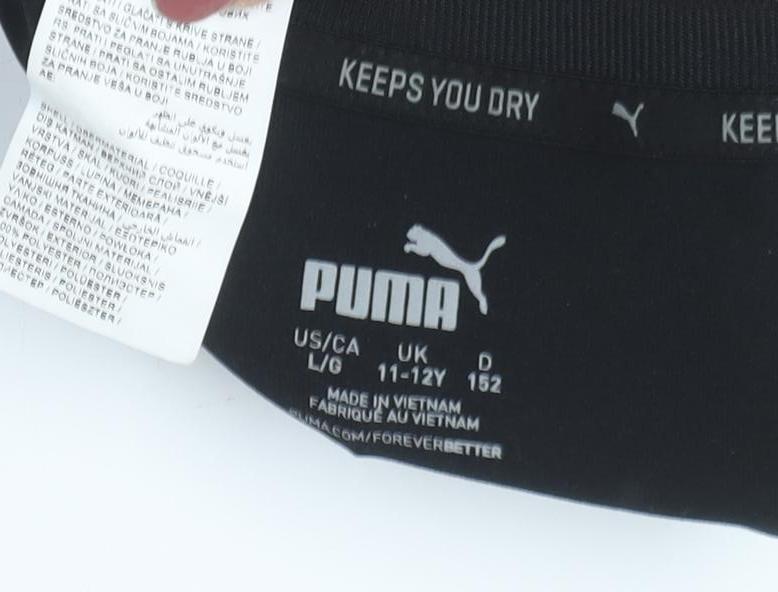 Puma Boys Black T-Shirt for Gym & Running, Size 11-12 Years