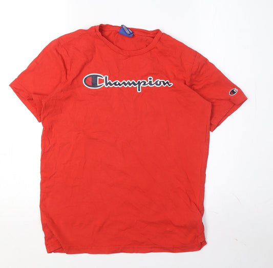 Champion Boys Red XL Short Sleeve T-Shirt with Logo