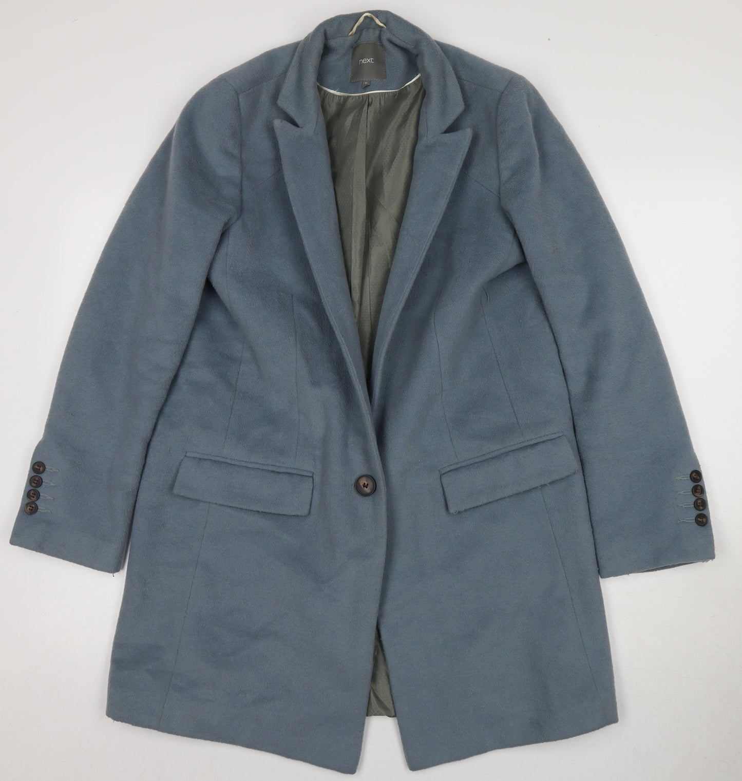 Next Women's Blue Coat Size 12, Warm Polyester Wool Blend