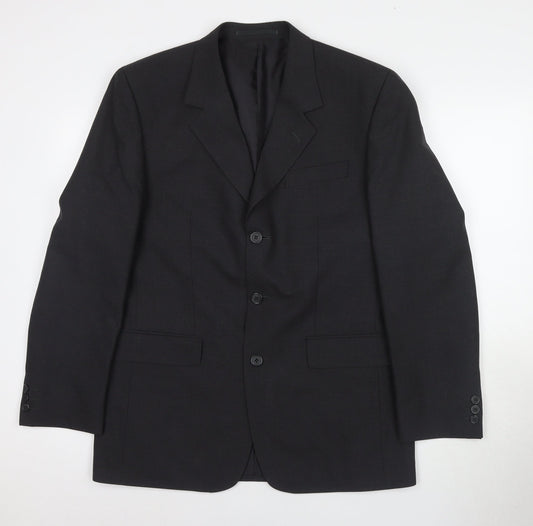Simon Jersey Men's Black Blazer, Regular Fit, 40R
