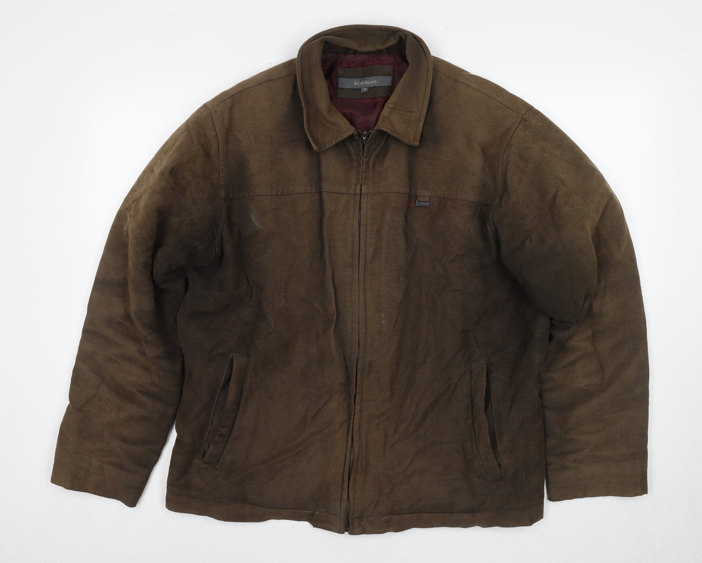 River Island Men's Brown Cotton Biker Jacket M