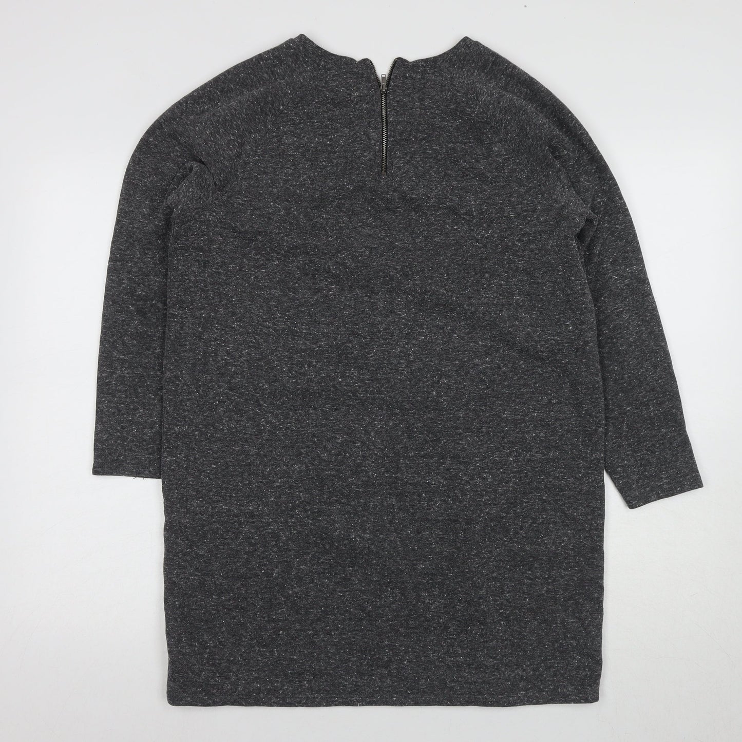 Topshop Women's Grey Shift Dress Size 8 Long Sleeve