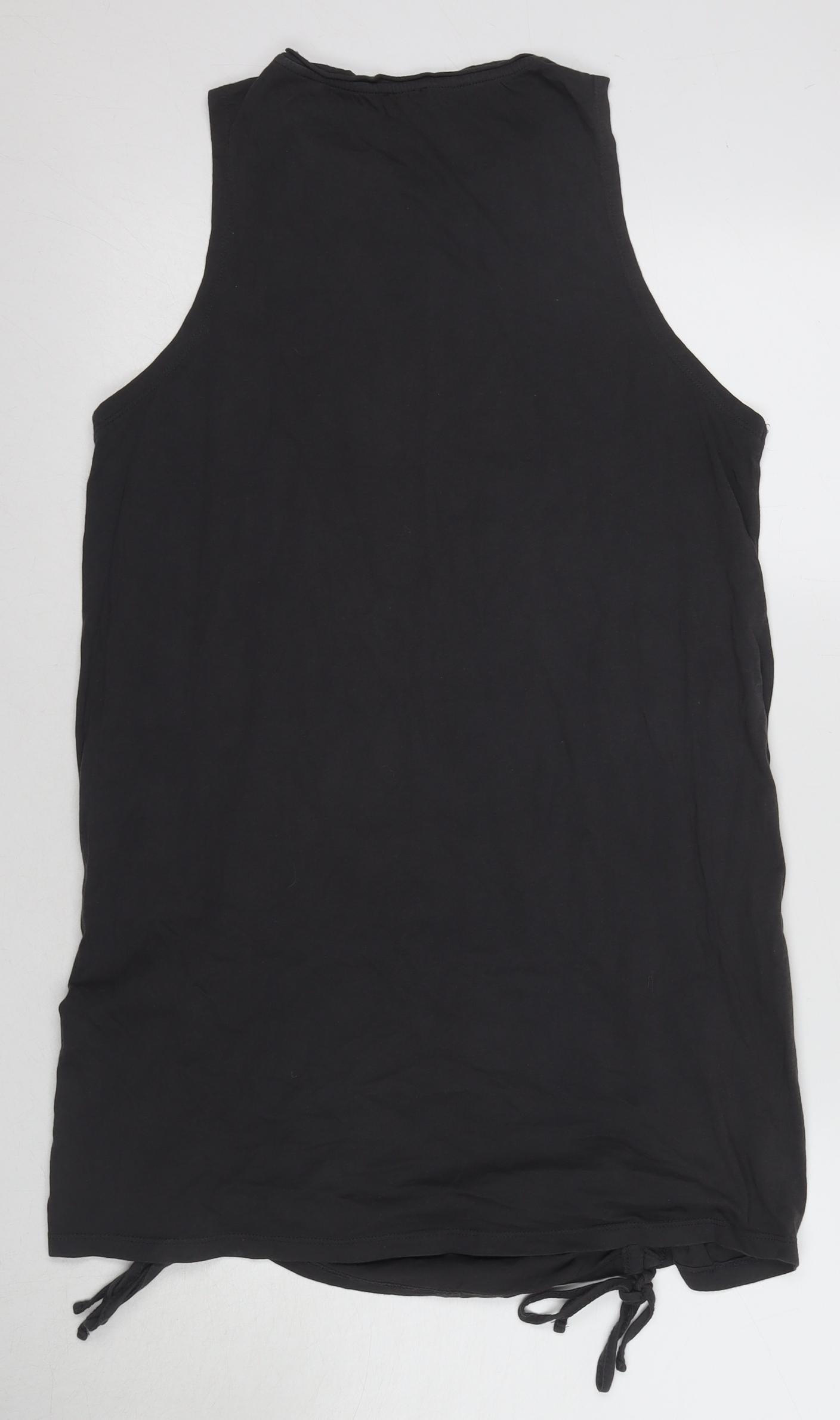 River Island Women Black Sleeveless Cotton Tank, Size 12