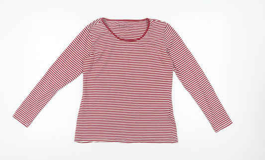 Rare Earth Women's Red Striped Long Sleeve T-Shirt, 2XS