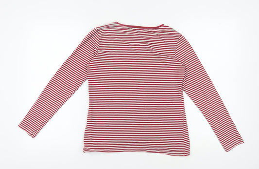Rare Earth Women's Red Striped Long Sleeve T-Shirt, 2XS