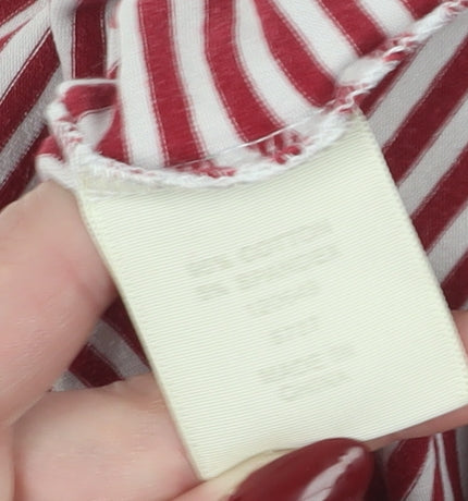 Rare Earth Women's Red Striped Long Sleeve T-Shirt, 2XS
