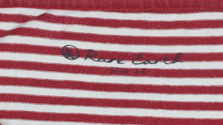 Rare Earth Women's Red Striped Long Sleeve T-Shirt, 2XS