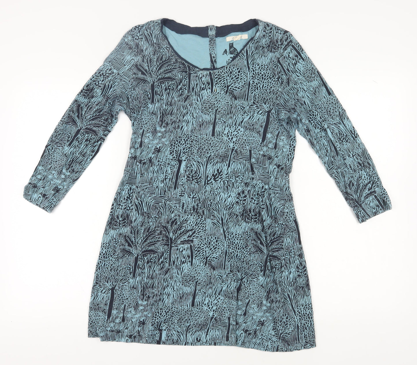White Stuff Women's Blue Geometric Shift Dress Size 10
