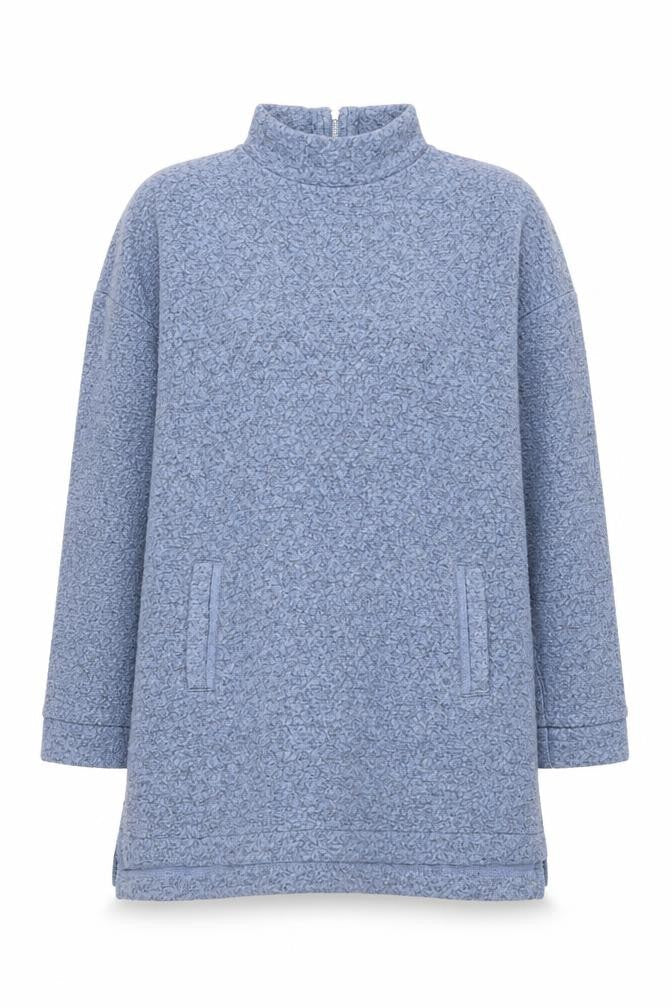 Next Women's Blue Knit Jersey Mock Neck Top - Size 10