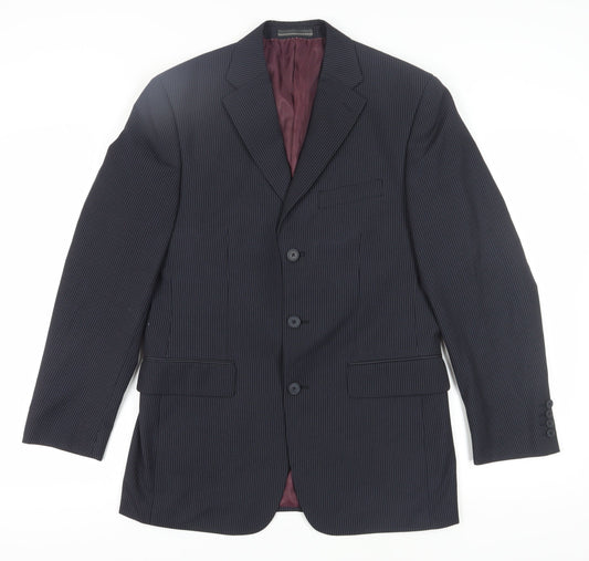 Greenwoods Men's Black Striped Blazer, Size 38R, Formal