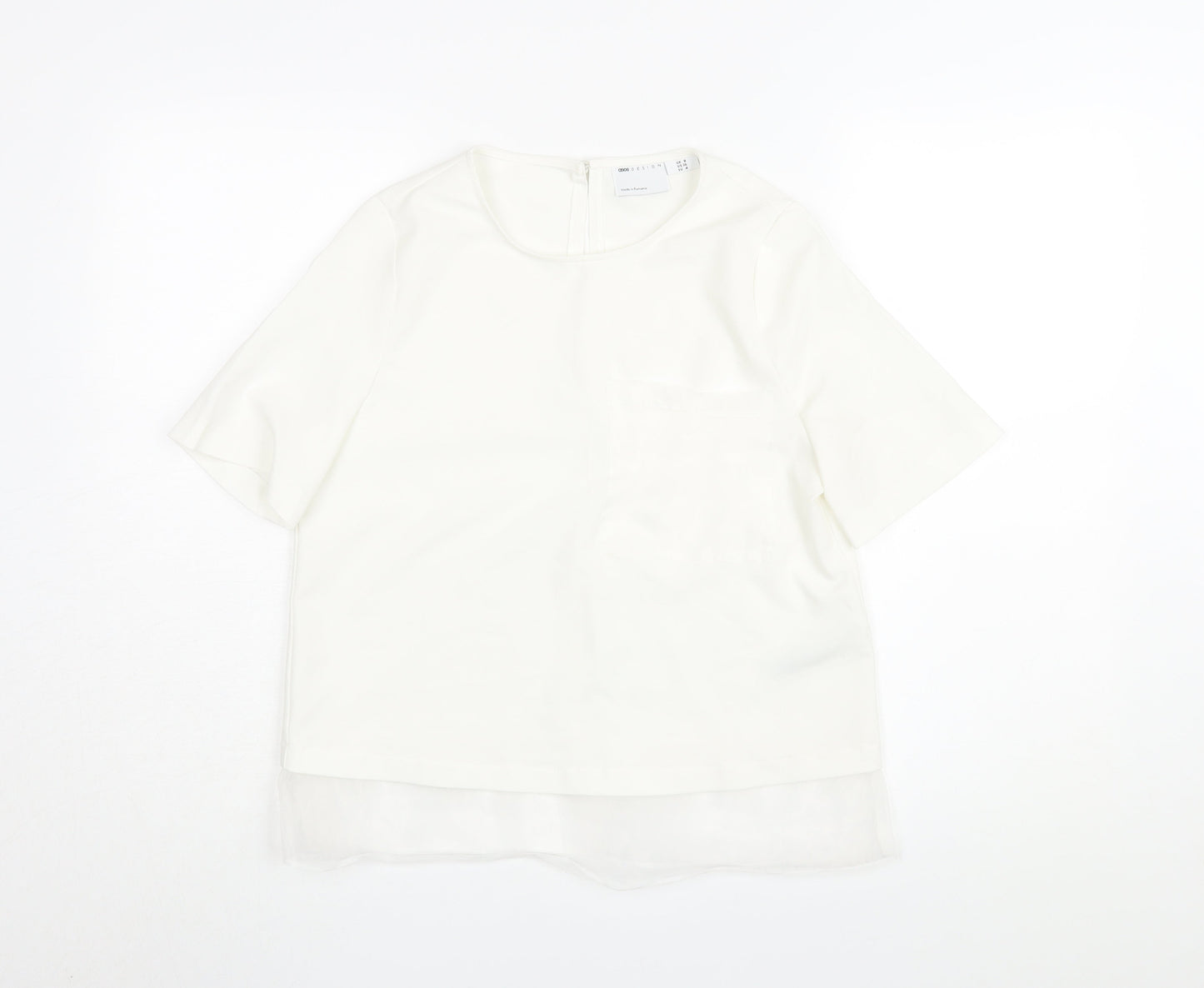 ASOS DESIGN Women's Ivory Blouse UK 8 Round Neck