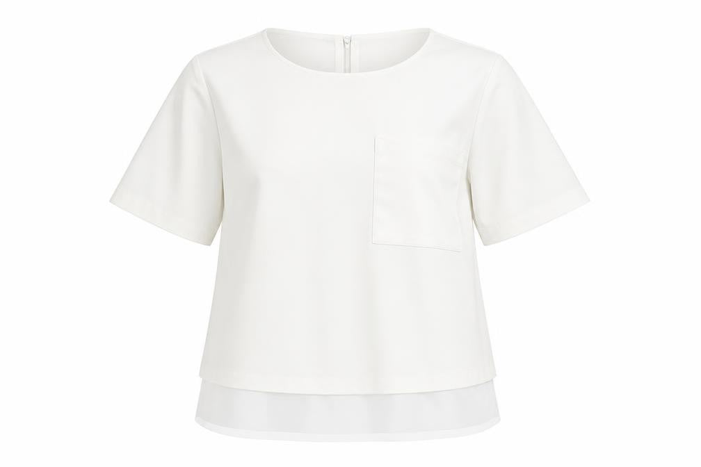 Front view of ASOS DESIGN Women's Ivory Blouse UK 8 Round Neck