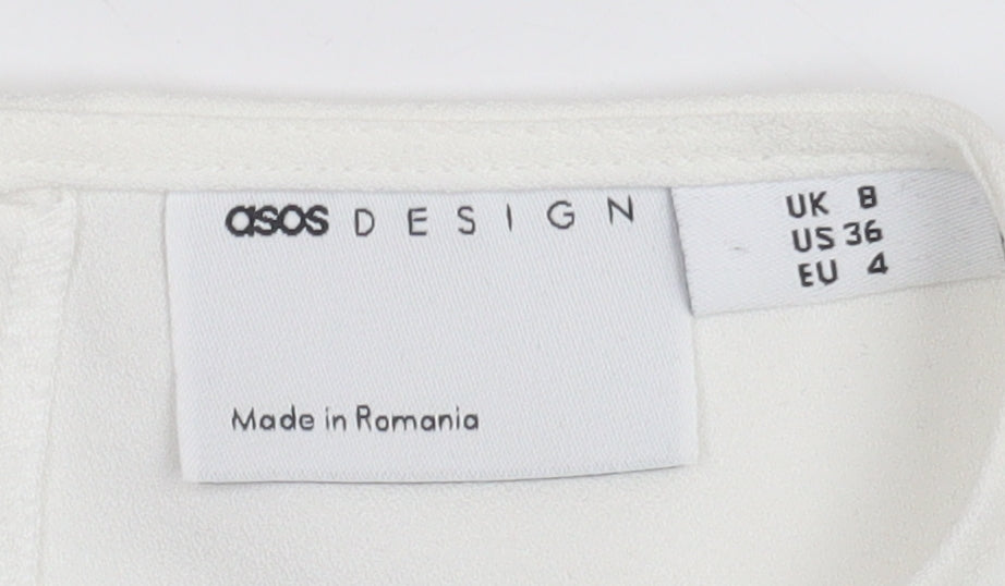 ASOS DESIGN Women's Ivory Blouse UK 8 Round Neck