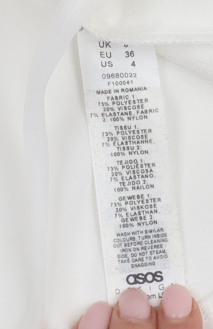 ASOS DESIGN Women's Ivory Blouse UK 8 Round Neck