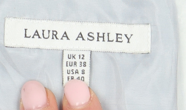 Laura Ashley Women's Blue Geometric Silk Shift Dress Size 12