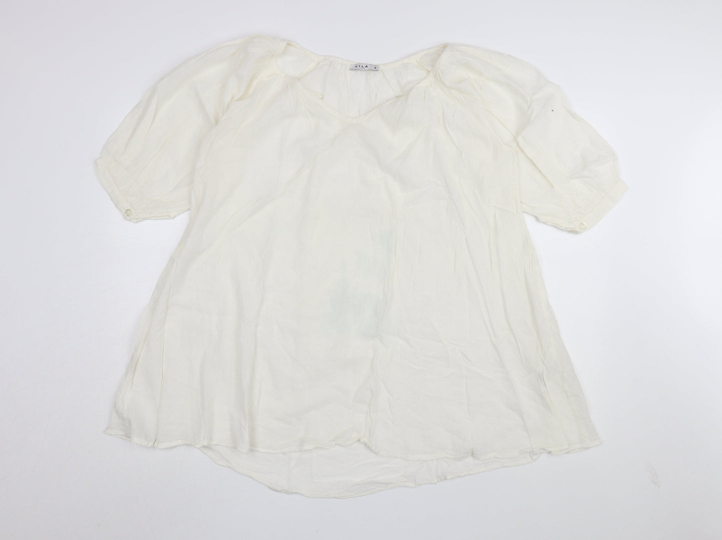 VILA Women's White Cotton Tunic Blouse, Small
