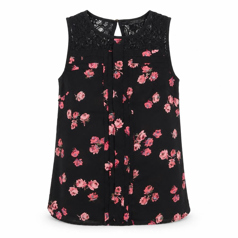 Oasis Women's Black Floral Tunic Blouse Size 8