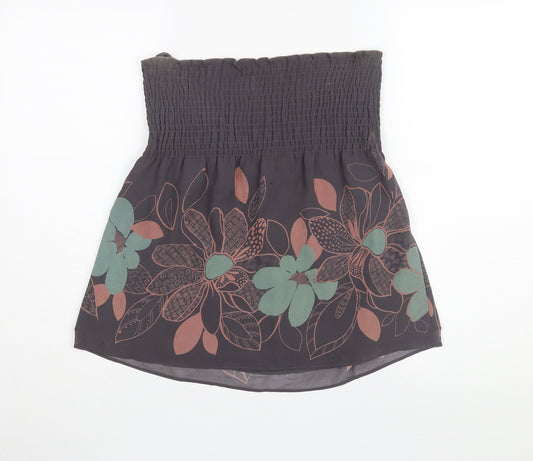 Ted Baker Women's Black Floral Silk Strapless Blouse