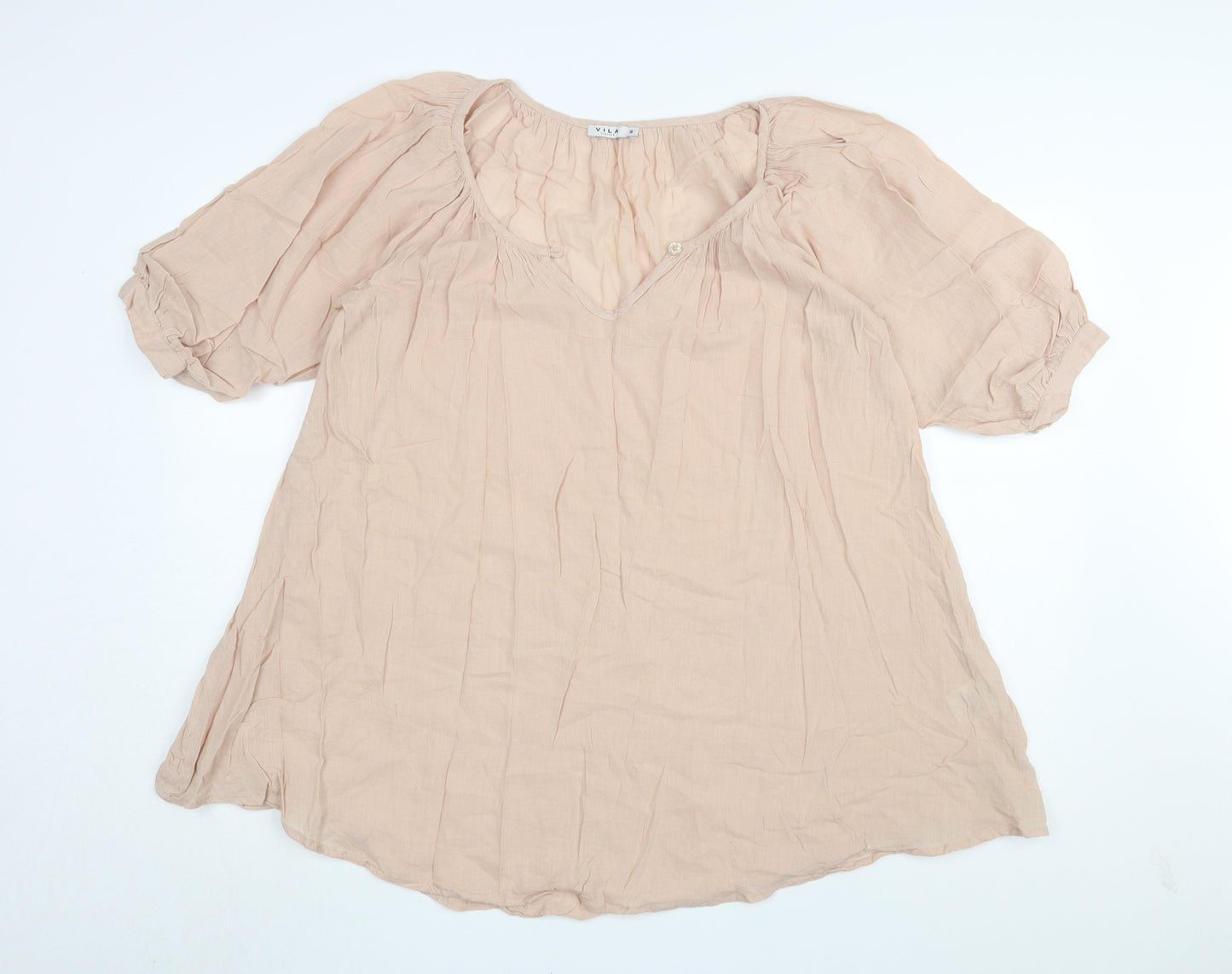 Vila Women's Beige Short Sleeve Blouse - S